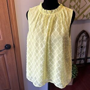 Banana Republic Lemon Sleeveless Ruffle Neck Top size Small